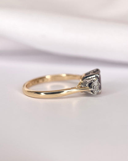 Bague Trilogie Tourmaline Rose Pêche 0.89 carat &amp; Diamants 0.50 carat "Eden" - Elliade Paris