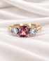 Bague Trilogie Tourmaline Rose Pêche 0.89 carat & Diamants 0.50 carat "Eden" - Elliade Paris