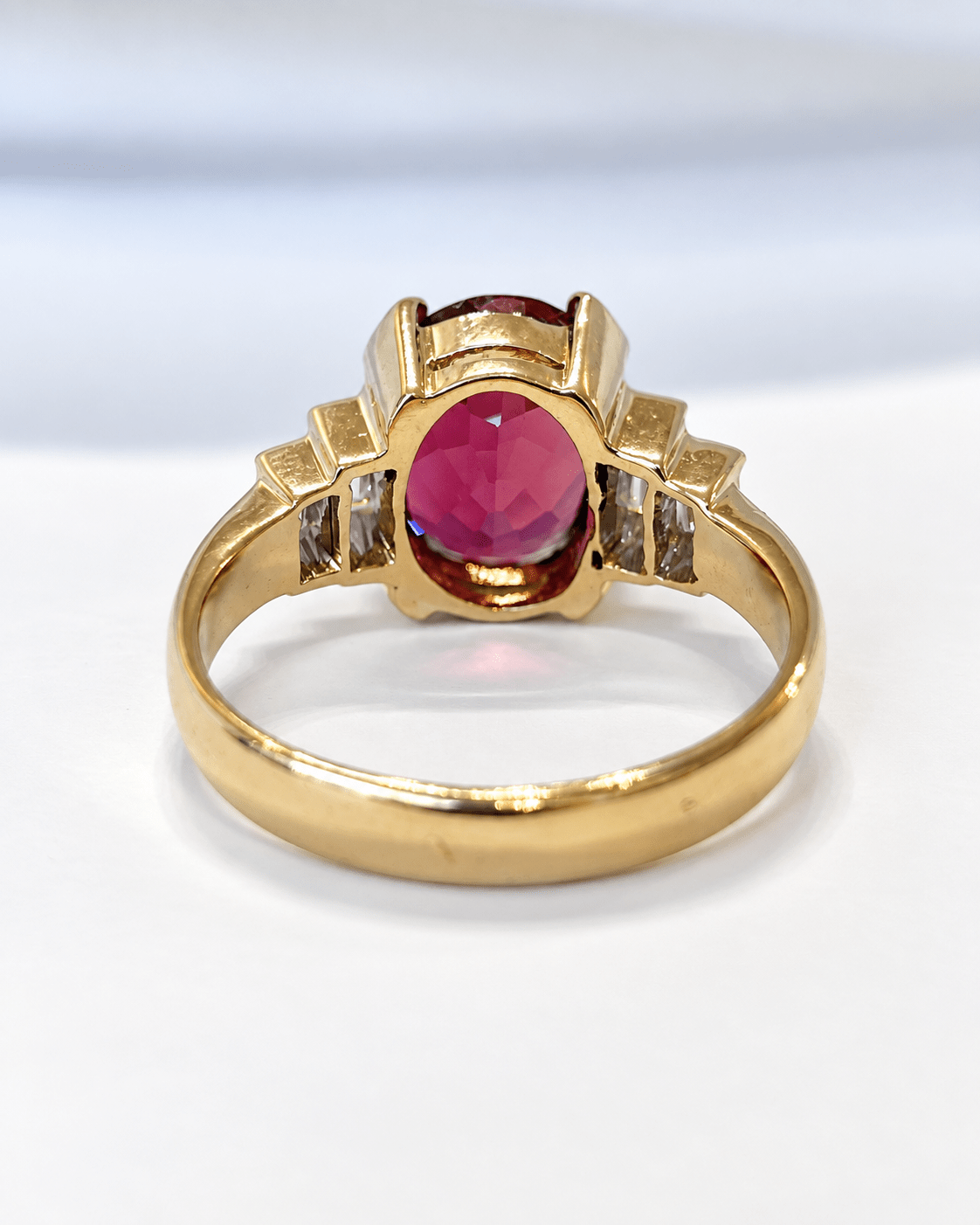 Bague Trilogie Tourmaline Rubellite 3.52 carats &amp; Diamants 0.50 carat 5,28g "Pavelle" - Elliade Paris