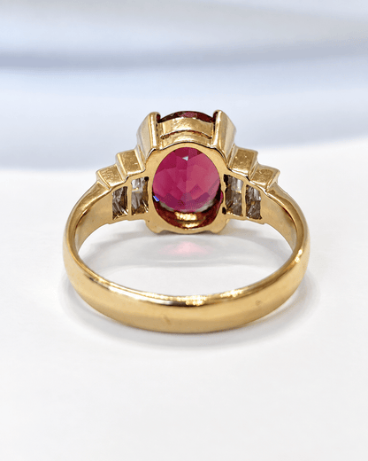 Bague Trilogie Tourmaline Rubellite 3.52 carats &amp; Diamants 0.50 carat 5,28g "Pavelle" - Elliade Paris