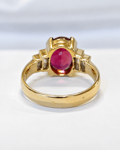 Bague Trilogie Tourmaline Rubellite 3.52 carats &amp; Diamants 0.50 carat 5,28g "Pavelle" - Elliade Paris