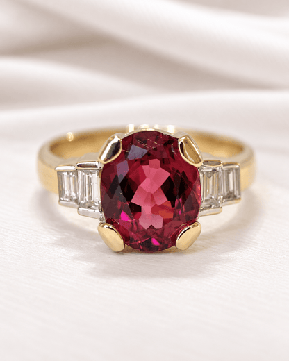 Bague Trilogie Tourmaline Rubellite 3.52 carats &amp; Diamants 0.50 carat 5,28g "Pavelle" - Elliade Paris