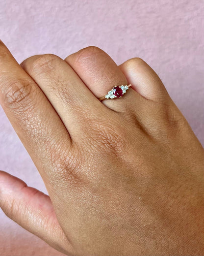 Bague Trilogie Tourmaline Rubellite &amp; Diamants "Clarine" - Elliade Paris