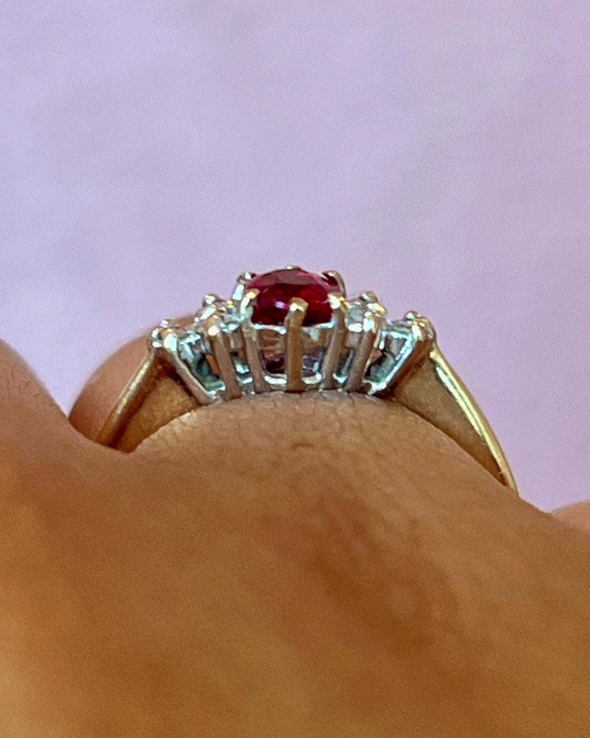 Bague Trilogie Tourmaline Rubellite &amp; Diamants "Clarine" - Elliade Paris