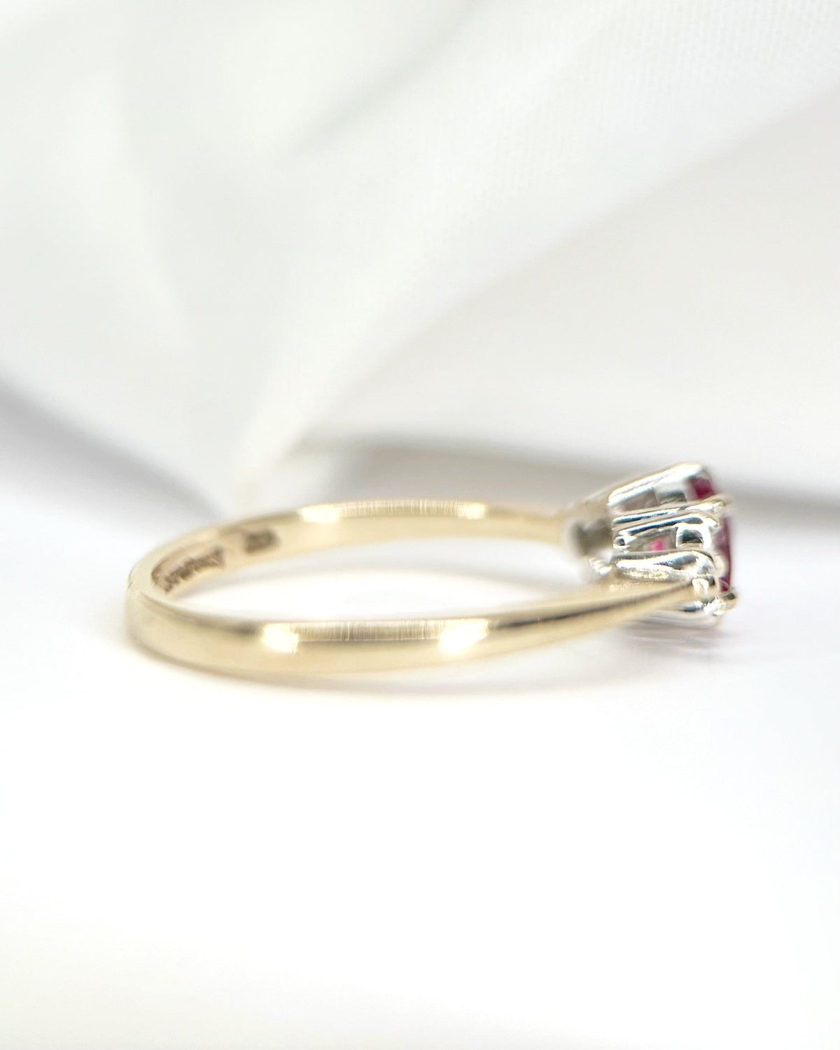Bague Trilogie Tourmaline Rubellite &amp; Diamants "Clarine" - Elliade Paris