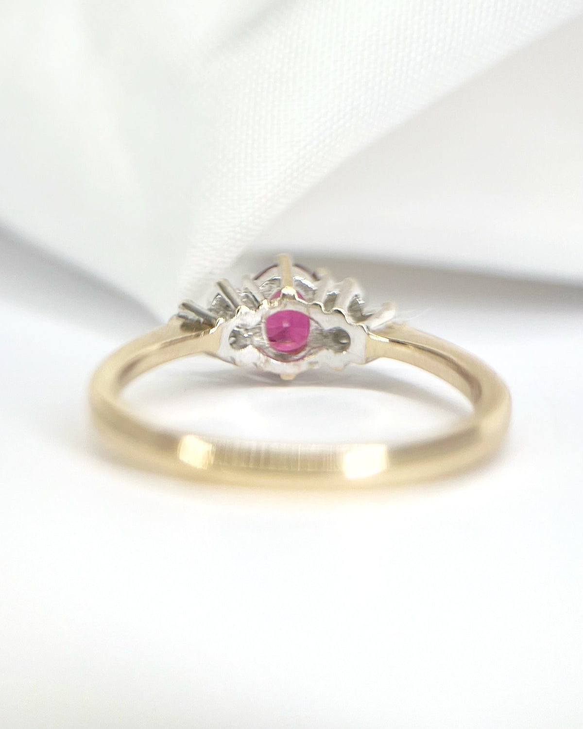 Bague Trilogie Tourmaline Rubellite &amp; Diamants "Clarine" - Elliade Paris