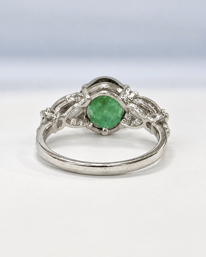 Bague Trilogie Tourmaline Verte 1.50 carat, Saphirs Verts 1.01 carat &amp; Diamants "Martha" - Elliade Paris