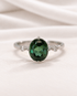Bague Trilogie Tourmaline Verte 1.79 carat & Diamants "Yolanda" - Elliade Paris
