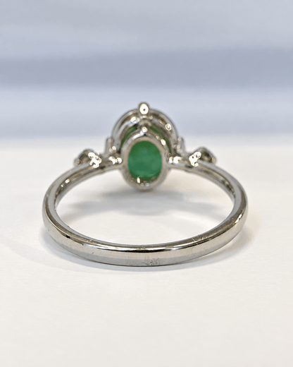 Bague Trilogie Tourmaline Verte 1.79 carat &amp; Diamants "Yolanda" - Elliade Paris