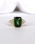 Bague Trilogie Tourmaline Verte 3.30 carats & Diamants 0.30 carat "Abby" - Elliade Paris