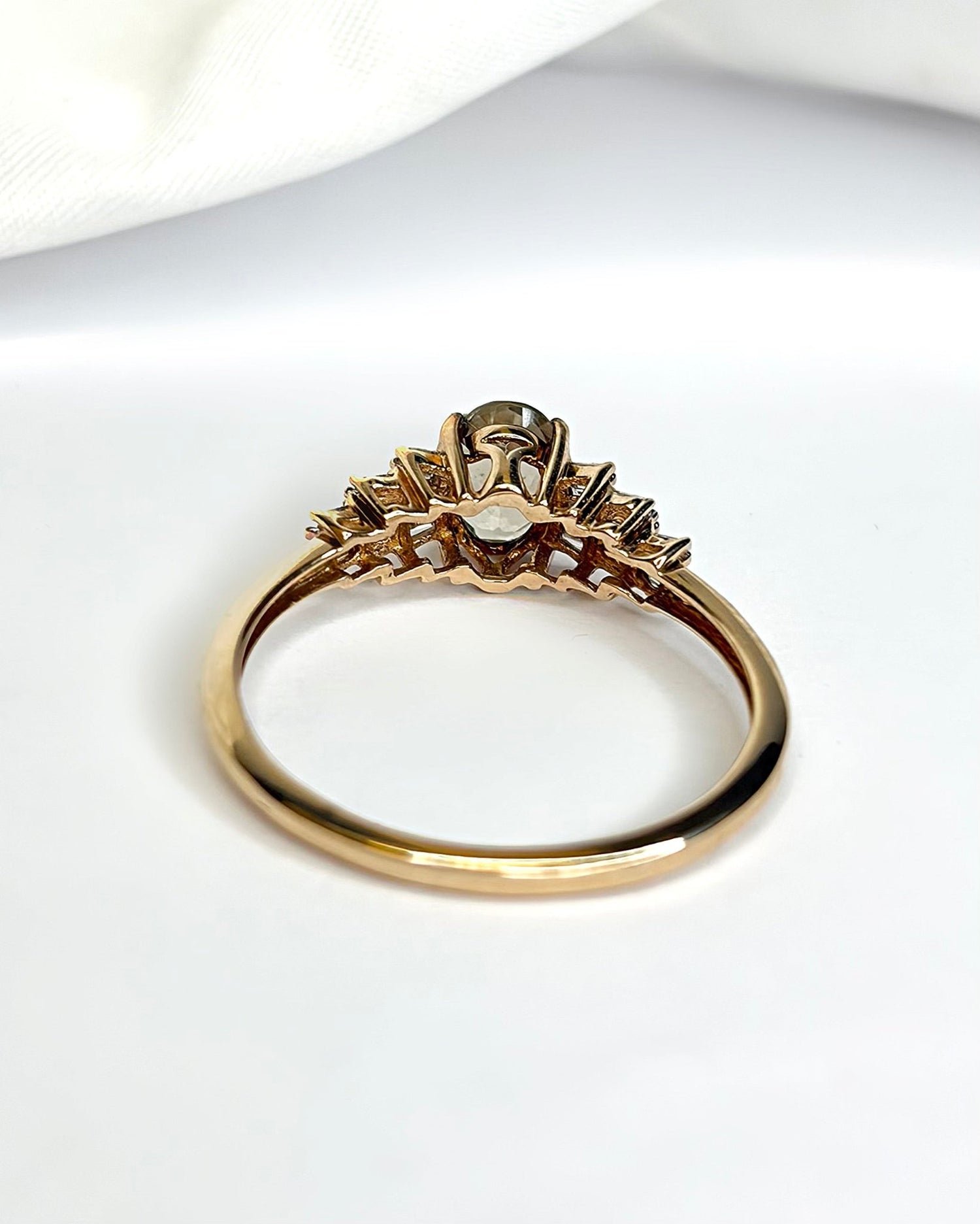 Bague Trilogie Vésuvianite 0.80 carat &amp; Diamants "Ilda" - Elliade Paris