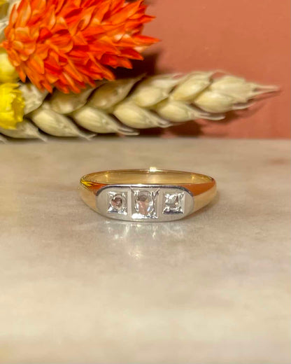Bague Trilogie Vintage 3 Diamants &quot;Paulina&quot; - Elliade Paris