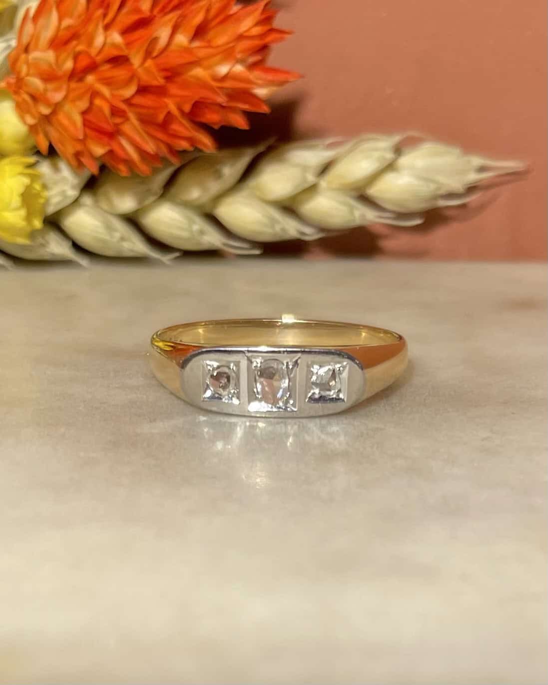 Bague Trilogie Vintage 3 Diamants &quot;Paulina&quot; - Elliade Paris