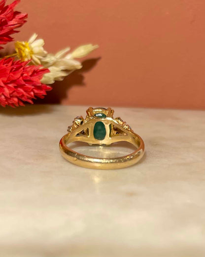 &quot;Suzie&quot; Emerald &amp;amp; Diamond Trilogy Ring