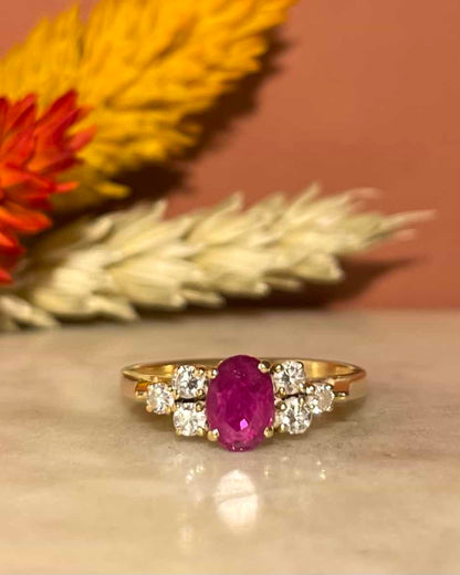 Bague Trilogie Rubis 1 carat &amp; Diamants &quot;Riviera&quot;
