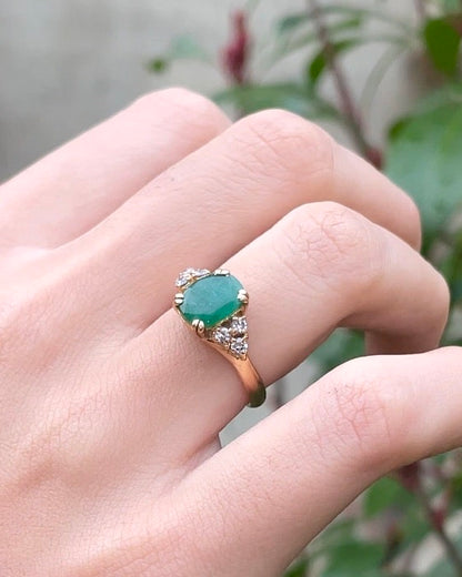 &quot;Suzie&quot; Emerald &amp;amp; Diamond Trilogy Ring
