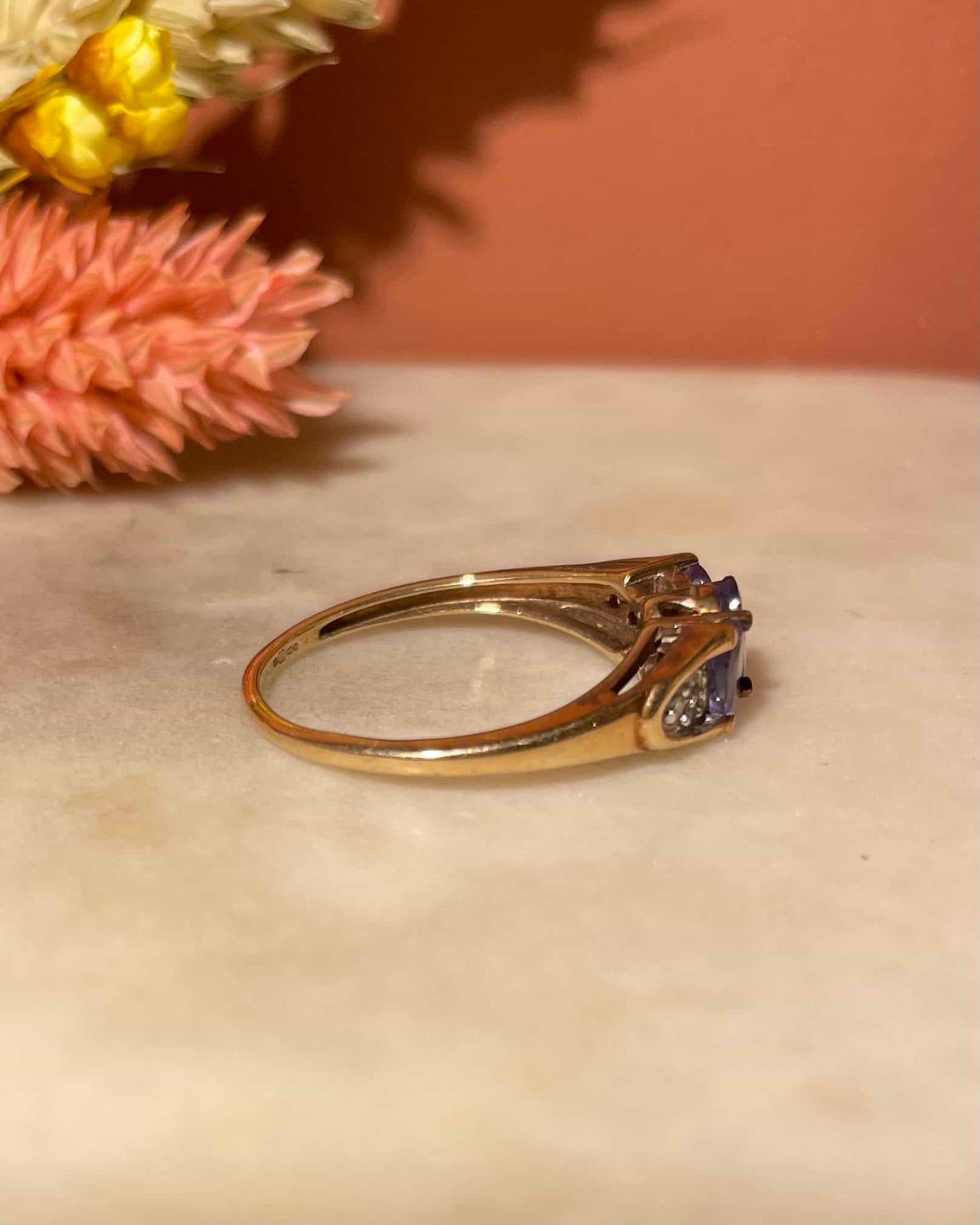 &quot;Tamarra&quot; 1 Carat Tanzanite &amp;amp; Diamond Trilogy Ring