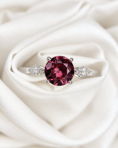 Bague Trilogie Zircon Naturel 1.75 carat &amp; Diamants "Pascaline" - Elliade Paris