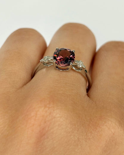 Bague Trilogie Zircon Naturel 1.75 carat &amp; Diamants "Pascaline" - Elliade Paris