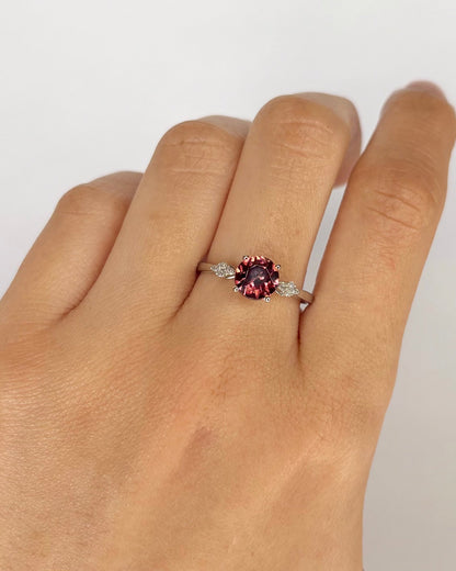 Bague Trilogie Zircon Naturel 1.75 carat &amp; Diamants "Pascaline" - Elliade Paris