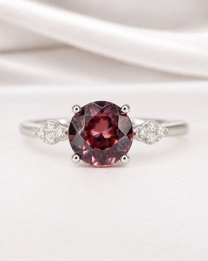 Bague Trilogie Zircon Naturel 1.75 carat &amp; Diamants "Pascaline" - Elliade Paris