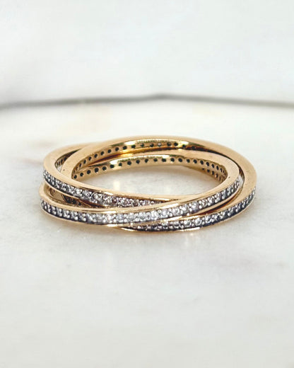 Bague Trois Anneaux Diamants 0.90 carat &quot;Alina&quot; - Elliade Paris