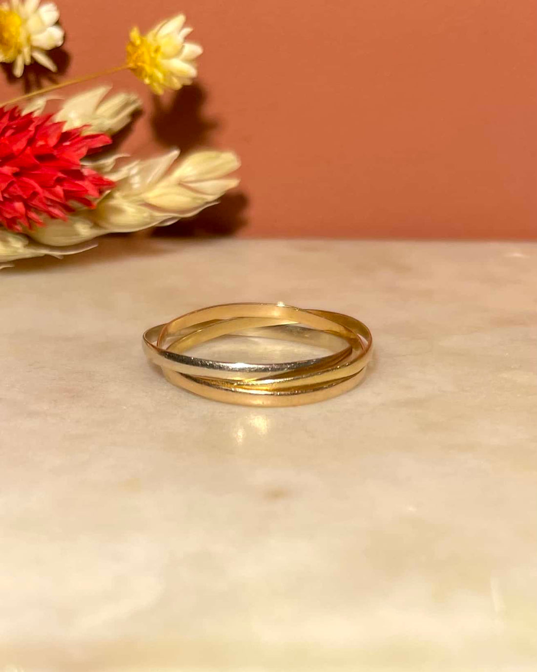 &quot;Auréa&quot; three-gold wedding band
