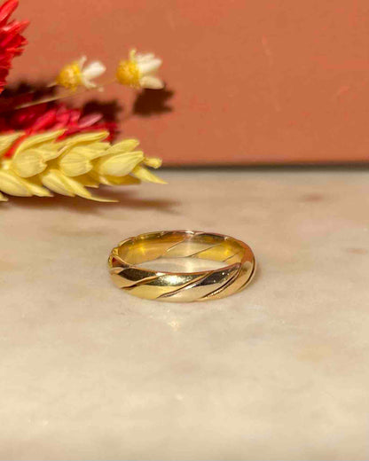 Bague Jonc Torsadée Trois Ors &quot;Joceline&quot;