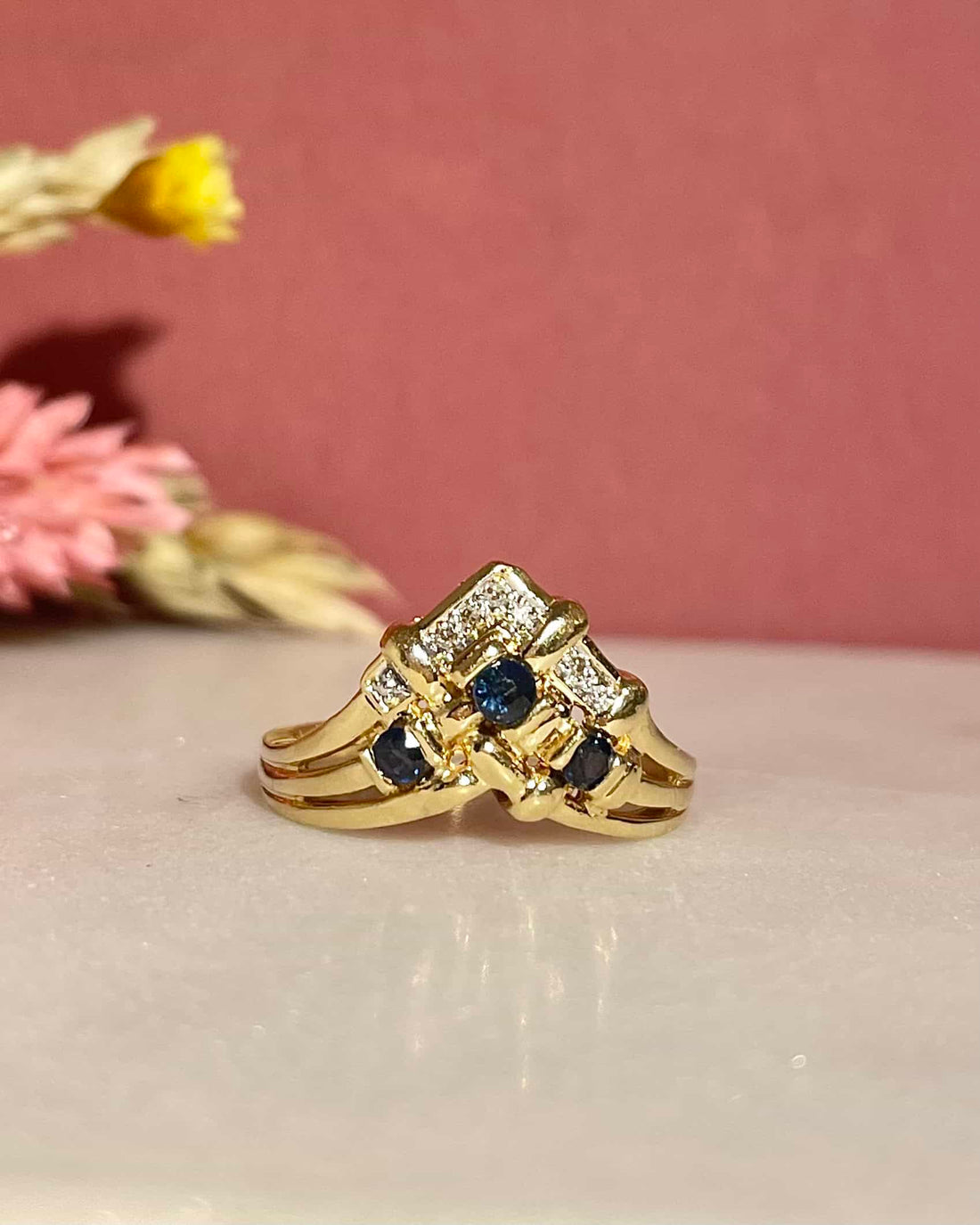 &quot;Maddalena&quot; Sapphire &amp;amp; Diamond Bangle Ring 