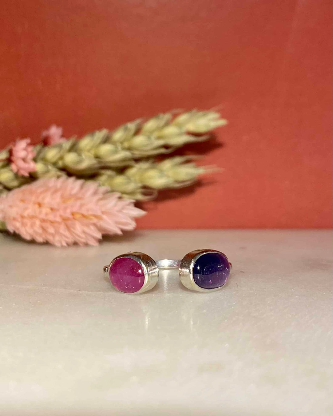Bague Toi &amp; Moi Saphirs Rose et Violet 2.80 Carats &quot;Ellie&quot;