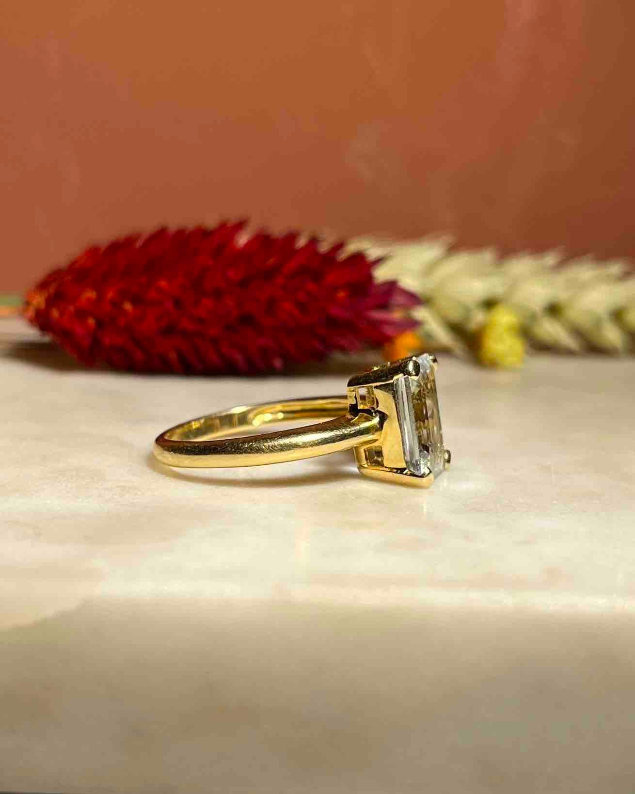 Bague vintage Aigue - Marine 2.10 carats "Jenifer" - Elliade Paris
