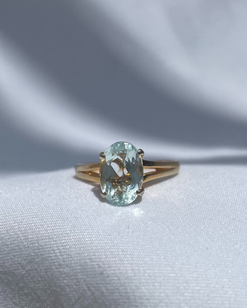 Bague vintage Aigue - Marine &quot;Chiara&quot; - Elliade Paris