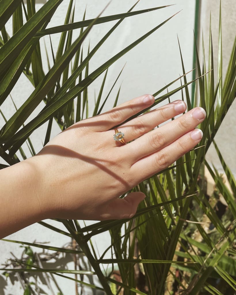 Bague vintage Aigue - Marine &quot;Chiara&quot; - Elliade Paris