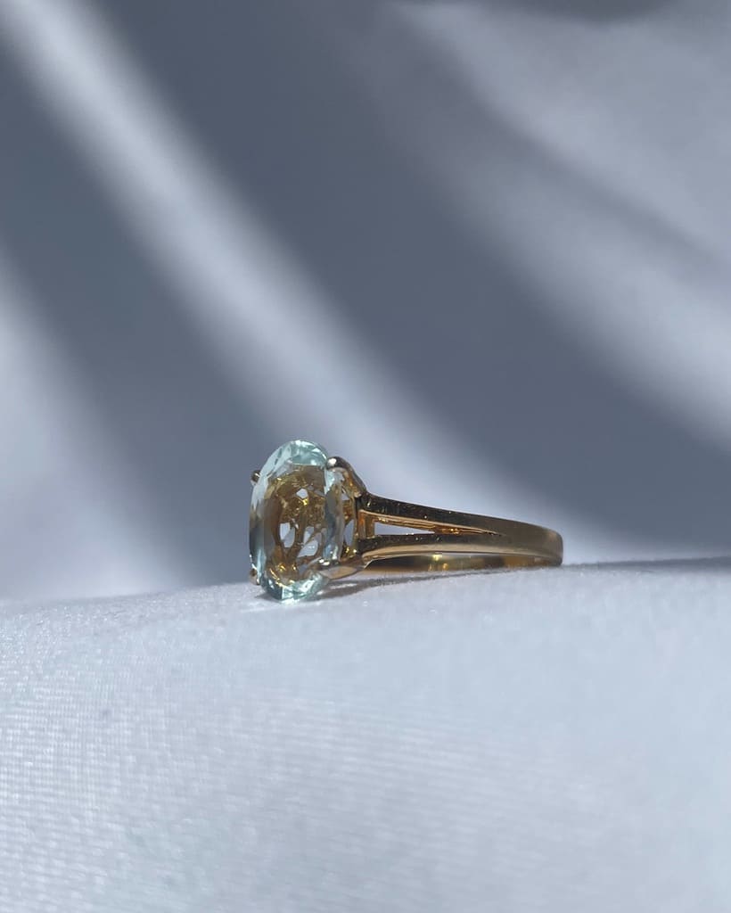 Bague vintage Aigue - Marine &quot;Chiara&quot; - Elliade Paris