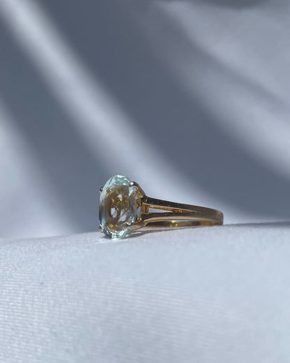 Bague vintage Aigue - Marine &quot;Chiara&quot; - Elliade Paris