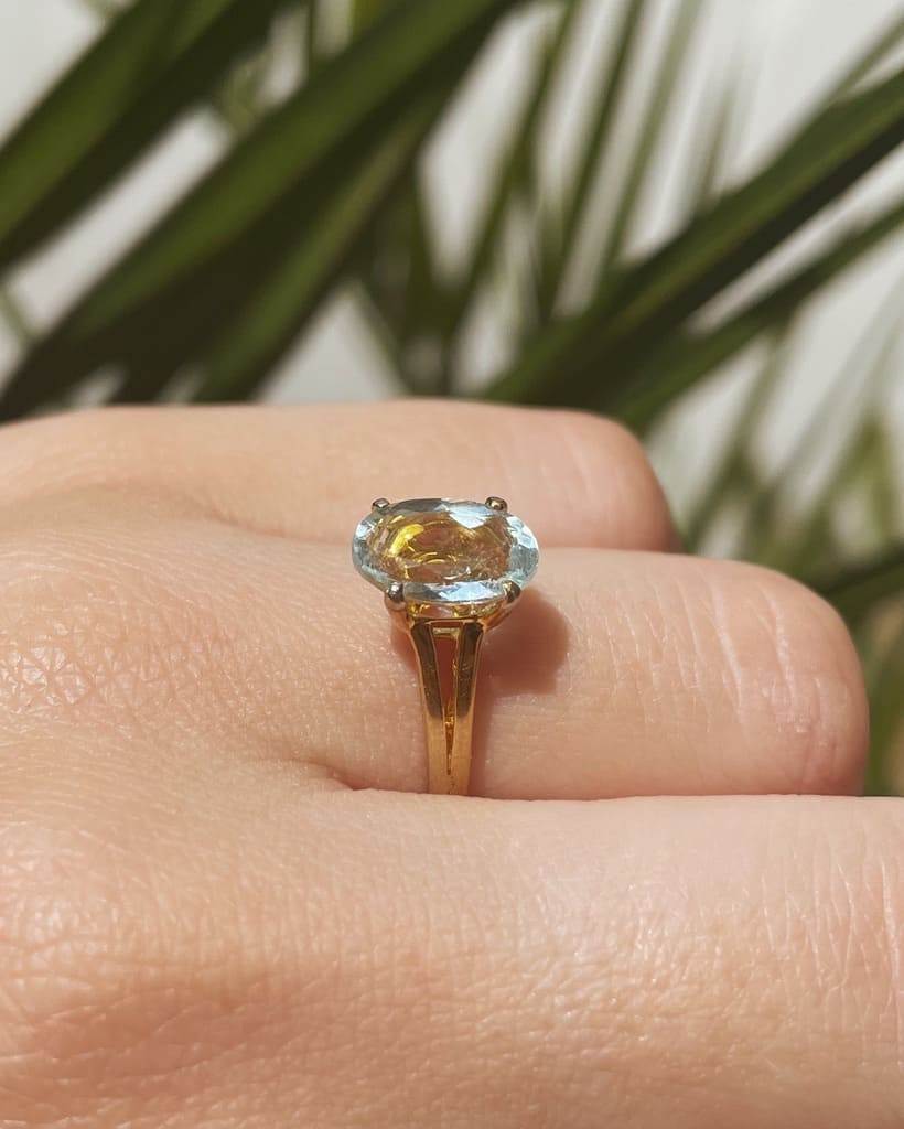 Bague vintage Aigue - Marine &quot;Chiara&quot; - Elliade Paris