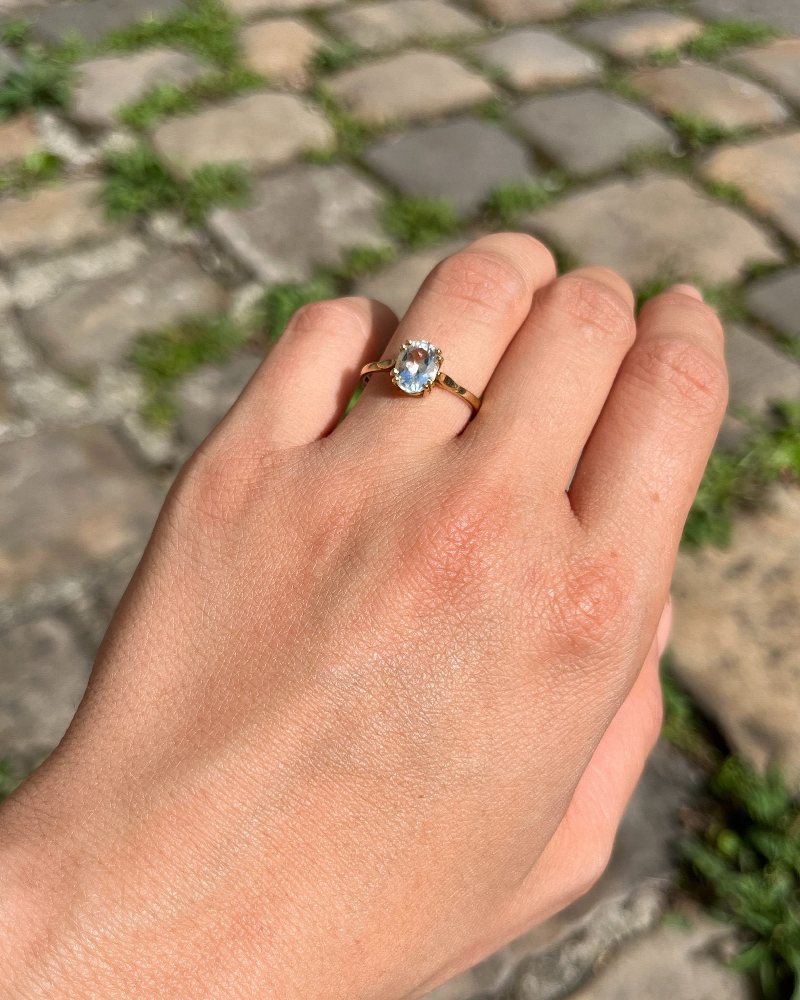 Bague vintage Aigue - Marine Graziella - Elliade Paris