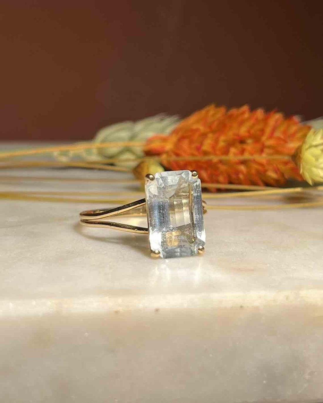 Bague vintage Aigue - Marine &quot;Nila&quot; - Elliade Paris