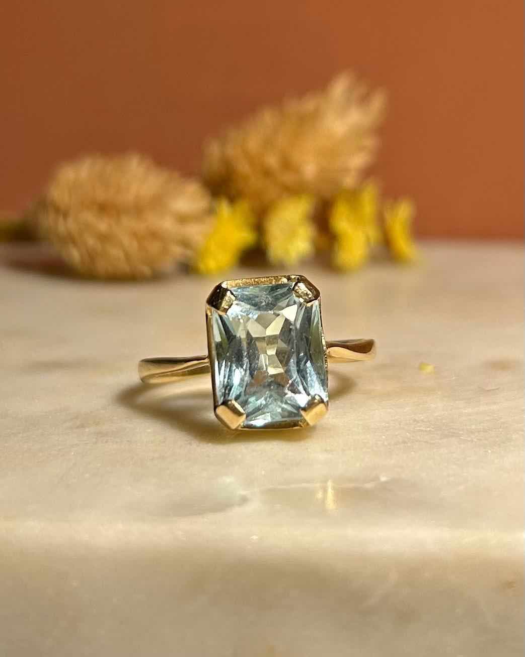 Bague vintage Aigue-Marine 3.50 carats &quot;Nina&quot;