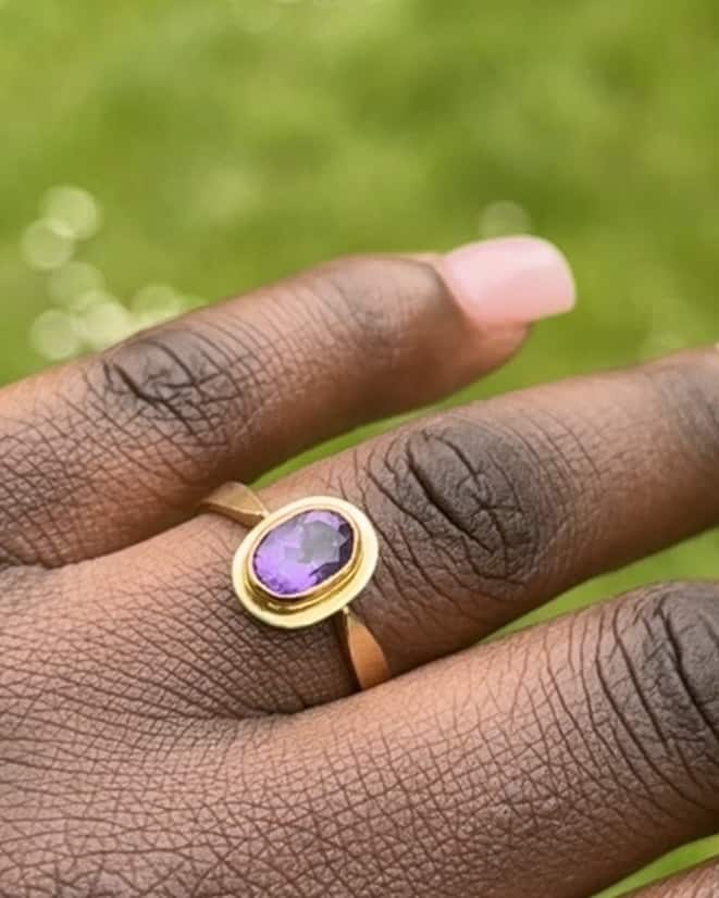 Bague Cocktail Or Améthyste "Azalée"