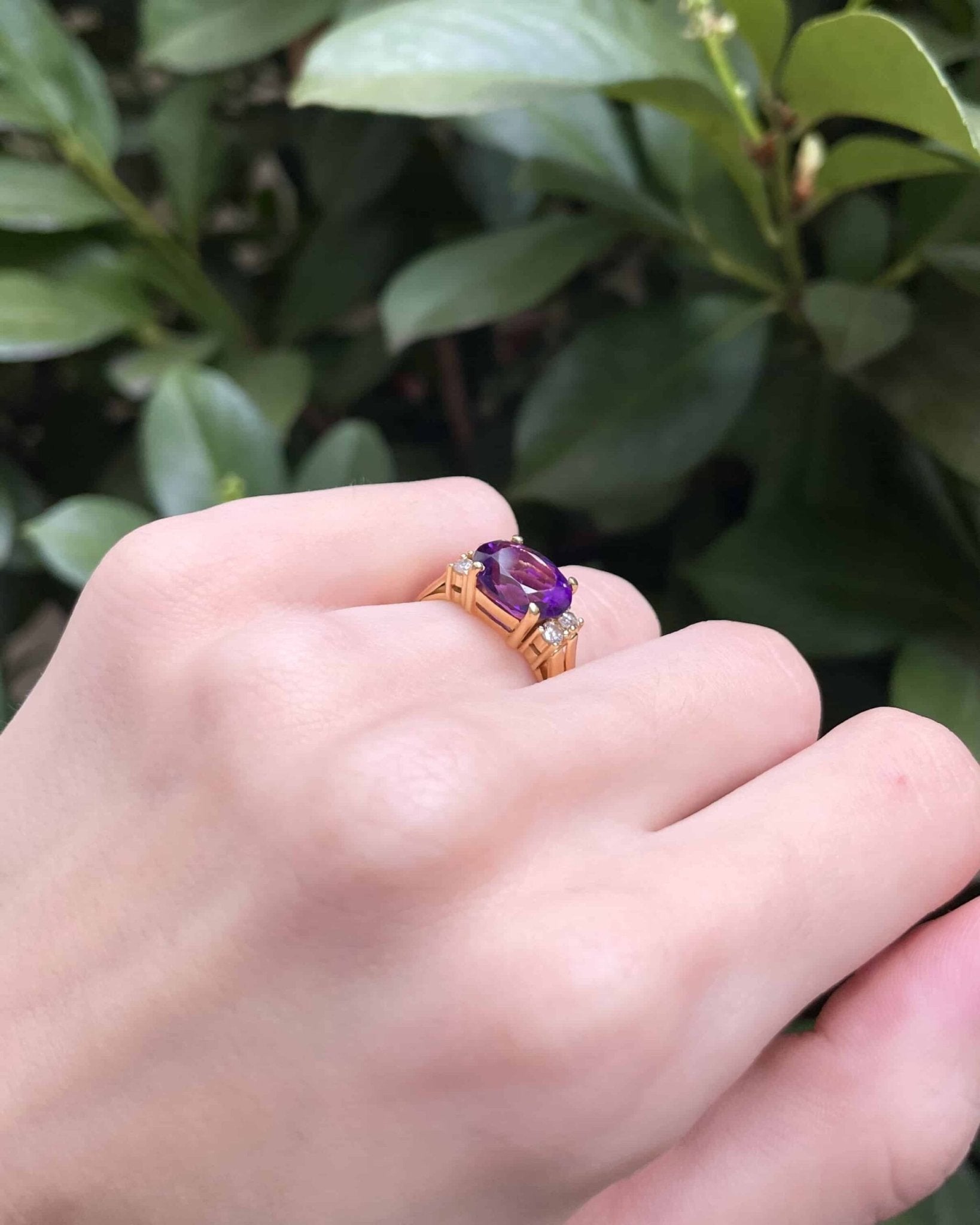 Bague Vintage Améthyste 4 Carats &amp; Diamants "Shay" - Elliade Paris