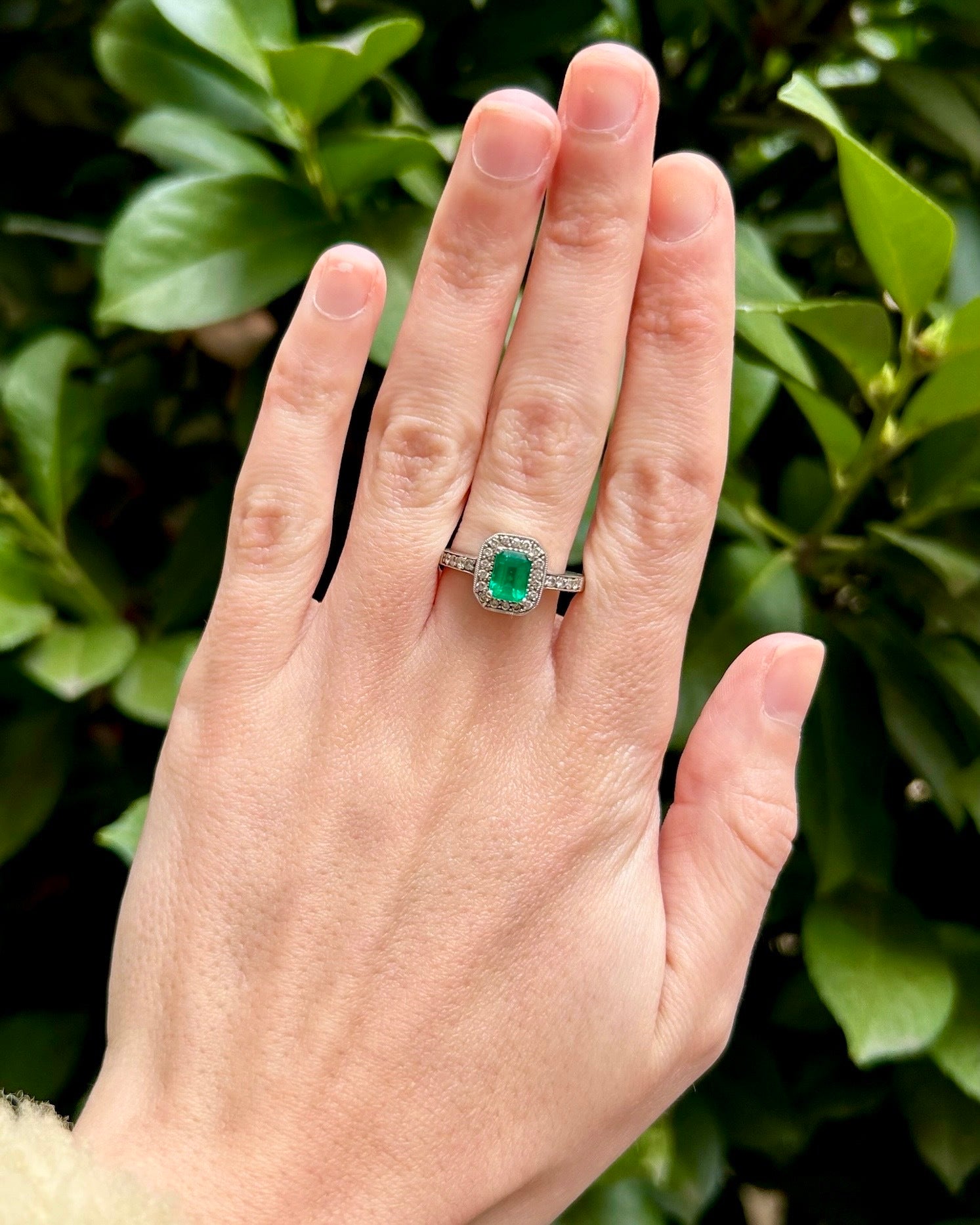 Art Deco Style Emerald &amp;amp; Diamond "Kelly" Ring