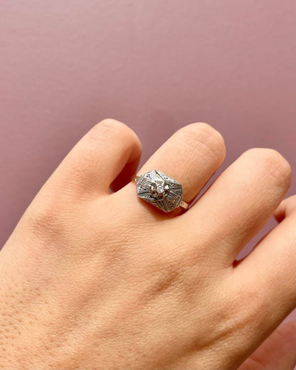 Bague Vintage Art - Déco Diamant &quot;Claudine&quot; - Elliade Paris