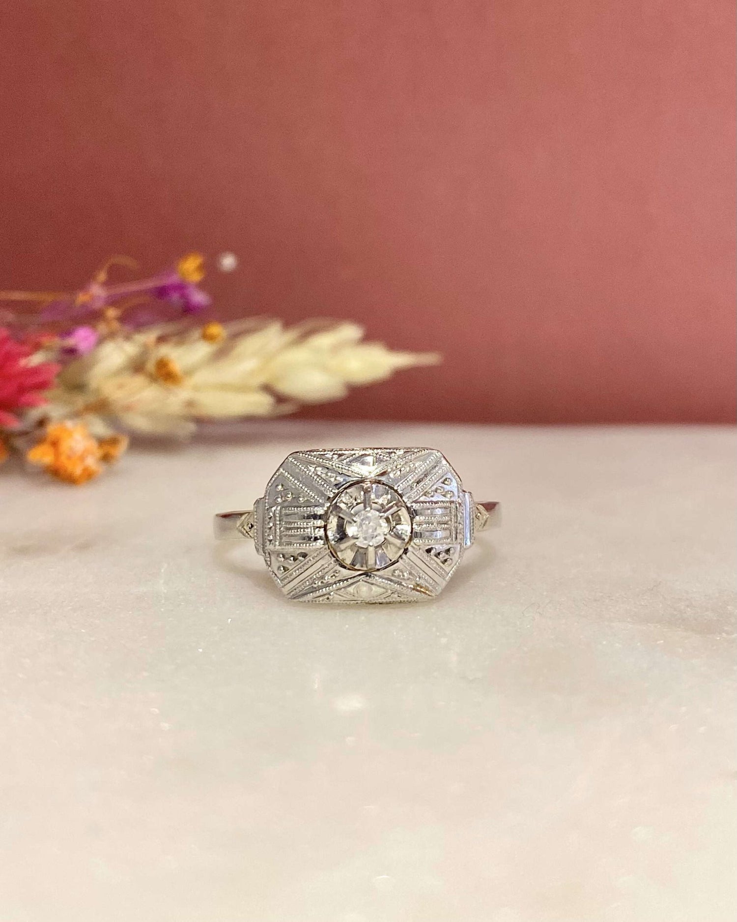 Bague Vintage Art - Déco Diamant &quot;Claudine&quot; - Elliade Paris