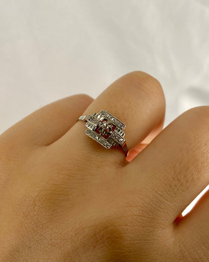 Bague Vintage Art - Déco Diamant &quot;Emeline&quot; - Elliade Paris