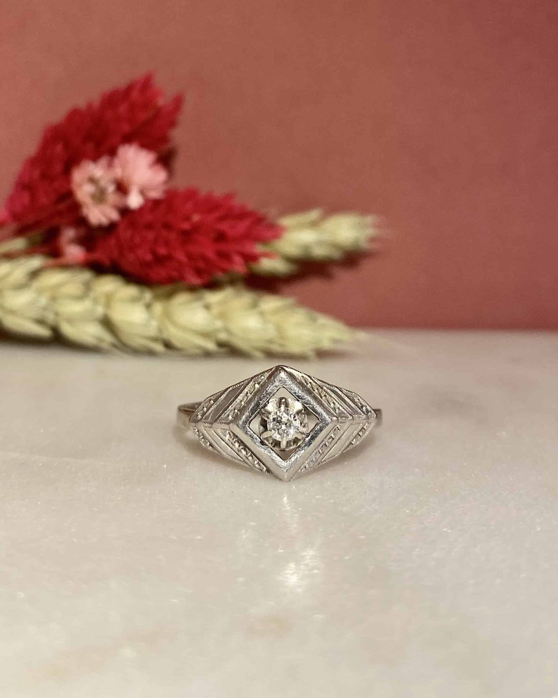 Bague Vintage Art - Déco Diamant &quot;Veronica&quot; - Elliade Paris