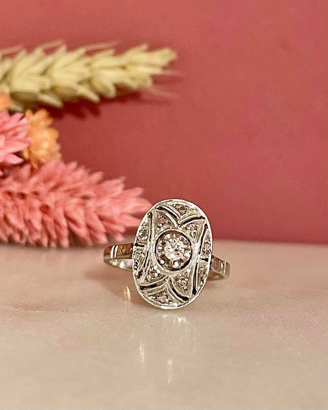 Bague Vintage Art - Déco Diamants &quot;Ally&quot; - Elliade Paris