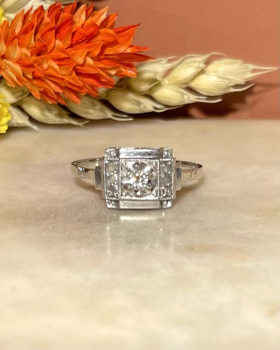 Bague Vintage Art - Déco Diamants &quot;Arielle&quot; - Elliade Paris