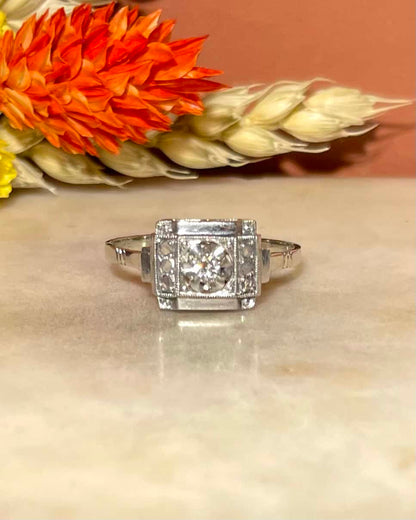 Bague Vintage Art - Déco Diamants &quot;Arielle&quot; - Elliade Paris