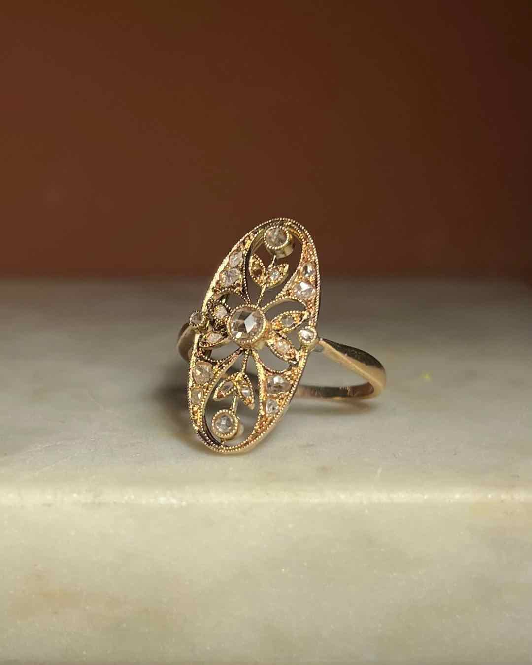 Bague vintage Art-déco Diamants &quot;Carmen&quot;